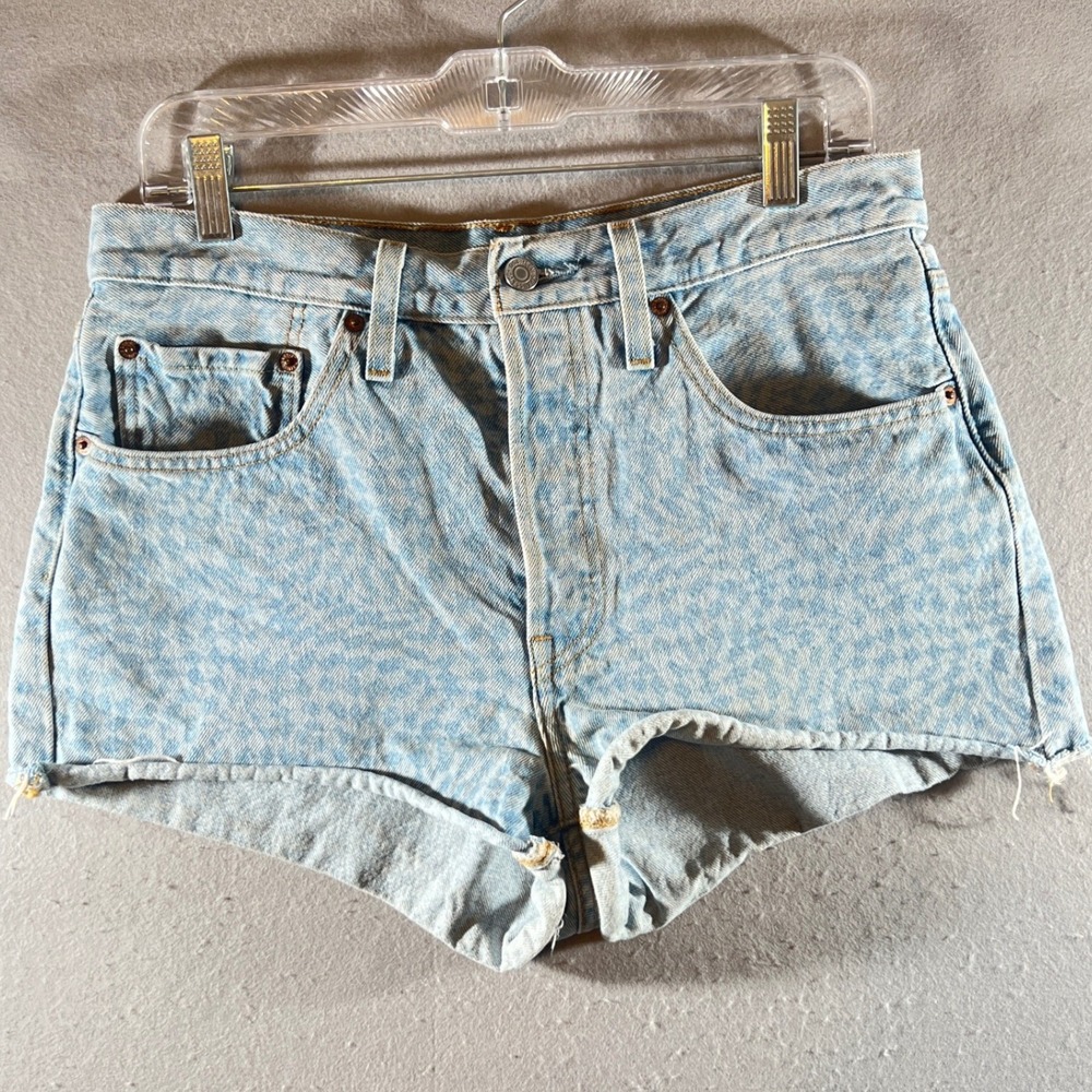 743 | Levi's 501 150th Anniversary Cheetah Print Denim‎ Cutoff Shorts 30
